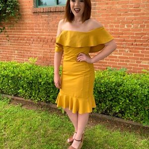 Yellow off-the-shoulder Dress